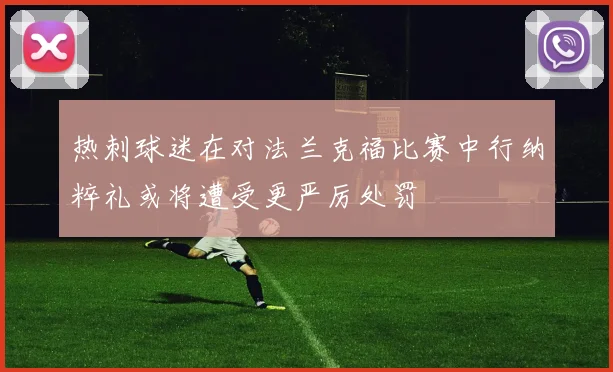 热刺球迷在对法兰克福比赛中行纳粹礼或将遭受更严厉处罚